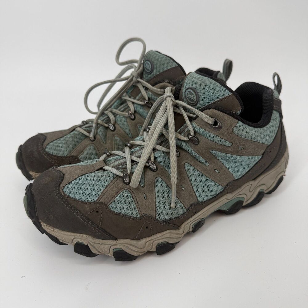 Oboz Luna Low Hiking Shoes Womens Sz 9.5 Blue Gray Outdoors Trail Trek Sneakers